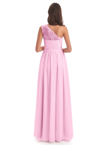 Scarlett One Shoulder Split Chiffon/Lace Bridesmaid Dresses