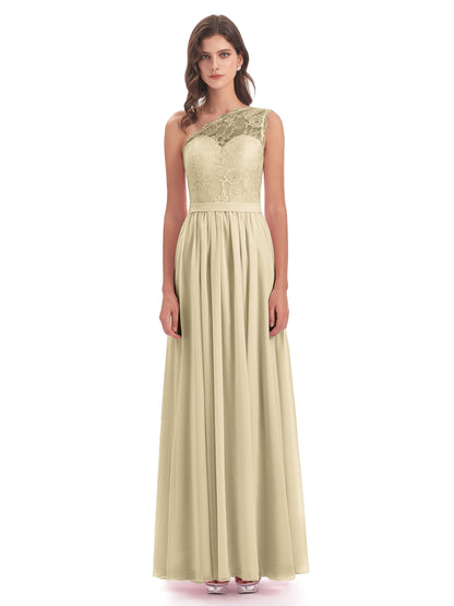 Scarlett One Shoulder Split Chiffon/Lace Bridesmaid Dresses