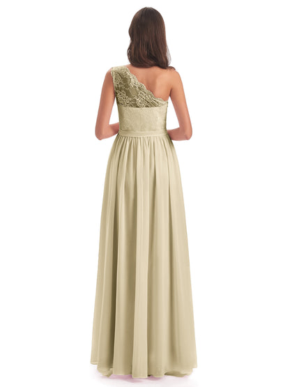 Scarlett One Shoulder Split Chiffon/Lace Bridesmaid Dresses