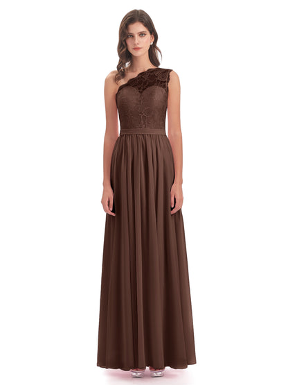 Scarlett One Shoulder Split Chiffon/Lace Bridesmaid Dresses