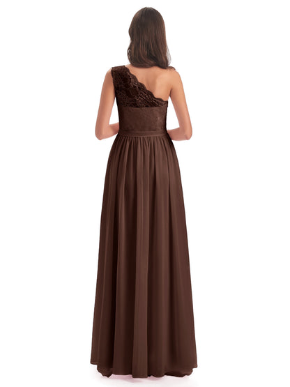 Scarlett One Shoulder Split Chiffon/Lace Bridesmaid Dresses