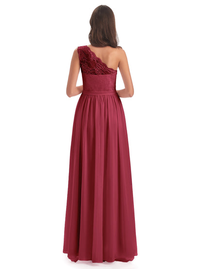 Scarlett One Shoulder Split Chiffon/Lace Bridesmaid Dresses