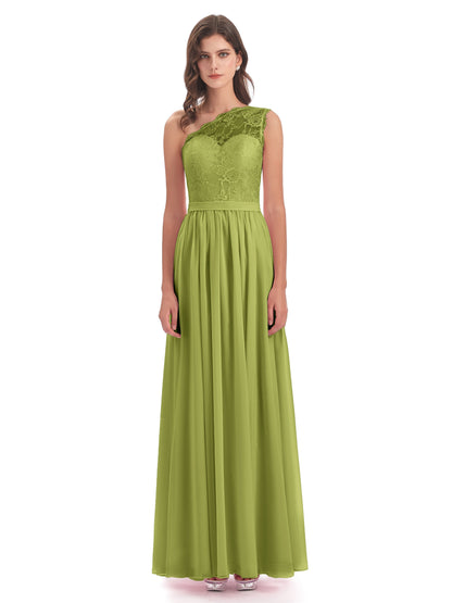 Scarlett One Shoulder Split Chiffon/Lace Bridesmaid Dresses