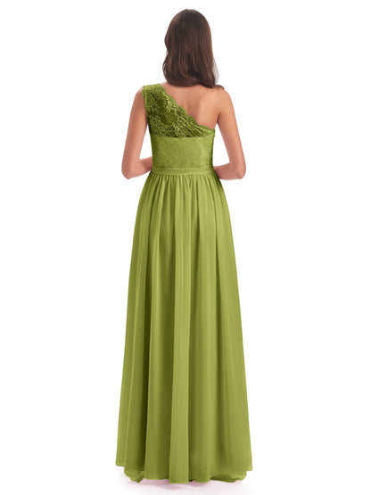 Scarlett One Shoulder Split Chiffon/Lace Bridesmaid Dresses