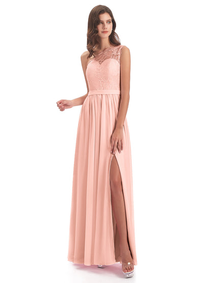 Scarlett One Shoulder Split Chiffon/Lace Bridesmaid Dresses