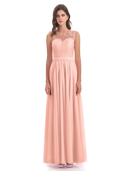 Scarlett One Shoulder Split Chiffon/Lace Bridesmaid Dresses