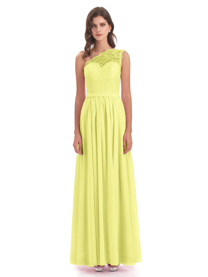 Scarlett One Shoulder Split Chiffon/Lace Bridesmaid Dresses