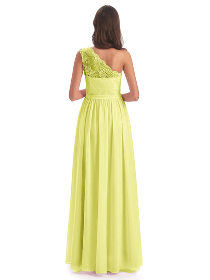 Scarlett One Shoulder Split Chiffon/Lace Bridesmaid Dresses