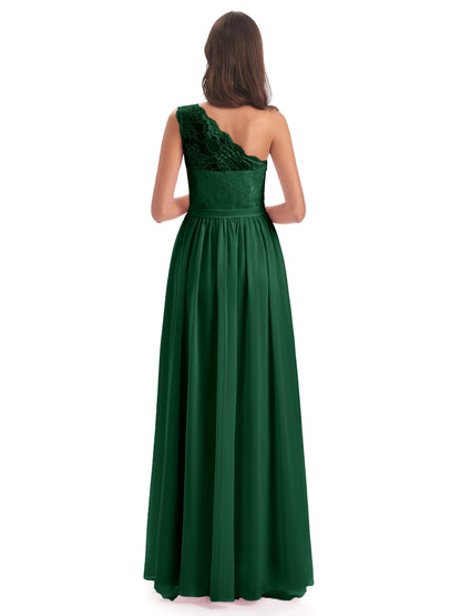 Scarlett One Shoulder Split Chiffon/Lace Bridesmaid Dresses