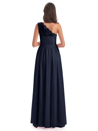 Scarlett One Shoulder Split Chiffon/Lace Bridesmaid Dresses
