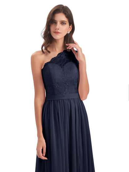 Scarlett One Shoulder Split Chiffon/Lace Bridesmaid Dresses