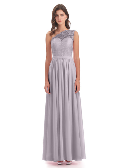 Scarlett One Shoulder Split Chiffon/Lace Bridesmaid Dresses