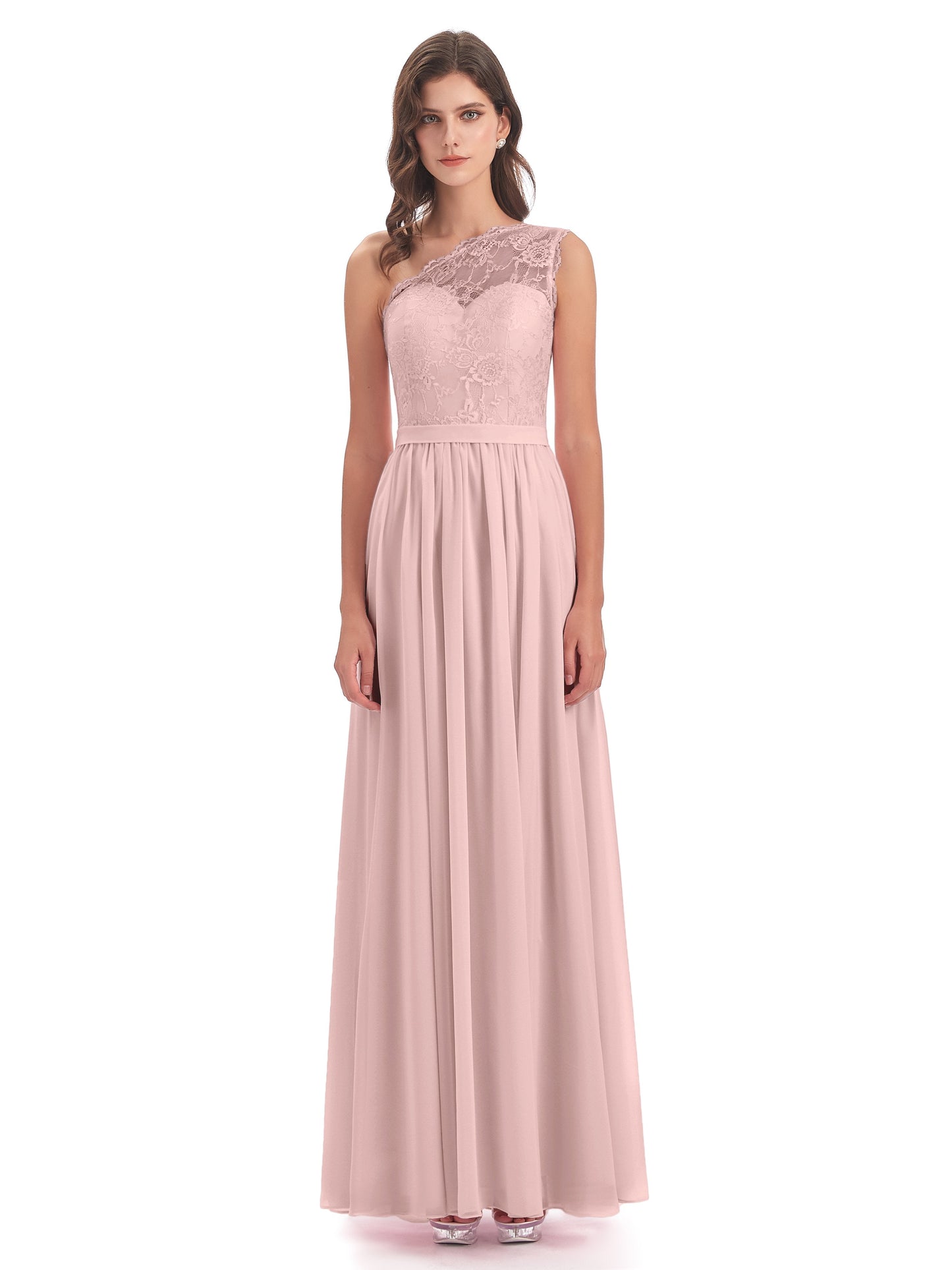 Scarlett One Shoulder Split Chiffon/Lace Bridesmaid Dresses