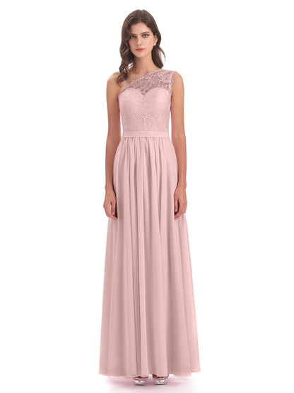 Scarlett One Shoulder Split Chiffon/Lace Bridesmaid Dresses