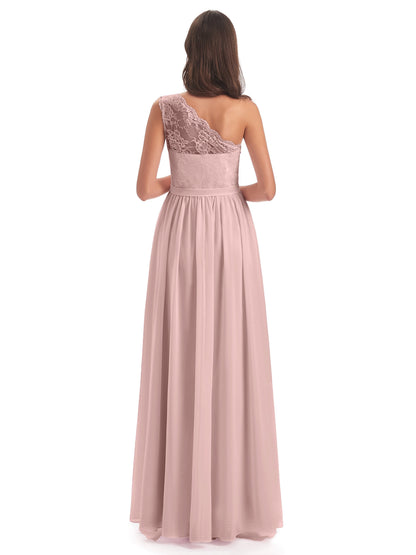 Scarlett One Shoulder Split Chiffon/Lace Bridesmaid Dresses