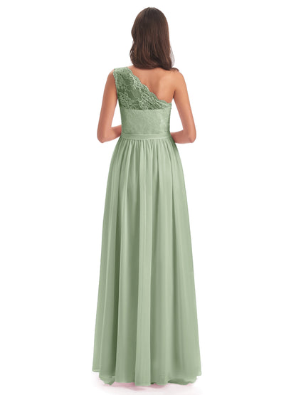 Scarlett One Shoulder Split Chiffon/Lace Bridesmaid Dresses