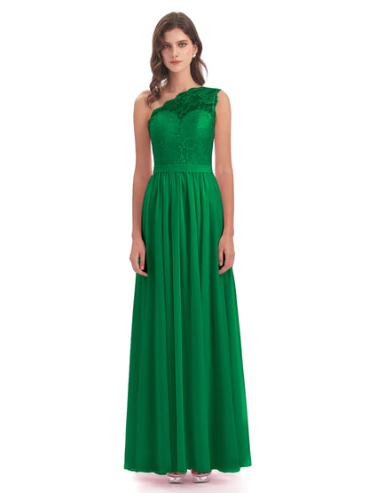 Scarlett One Shoulder Split Chiffon/Lace Bridesmaid Dresses