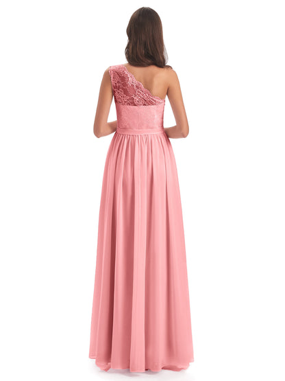 Scarlett One Shoulder Split Chiffon/Lace Bridesmaid Dresses