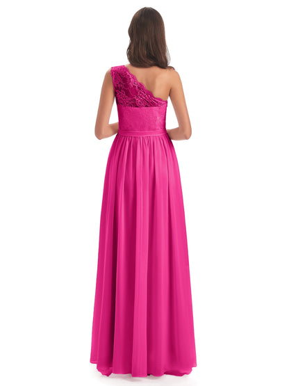 Scarlett One Shoulder Split Chiffon/Lace Bridesmaid Dresses