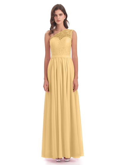 Scarlett One Shoulder Split Chiffon/Lace Bridesmaid Dresses