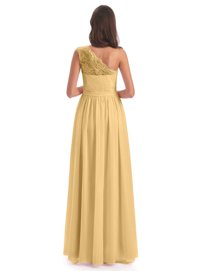 Scarlett One Shoulder Split Chiffon/Lace Bridesmaid Dresses