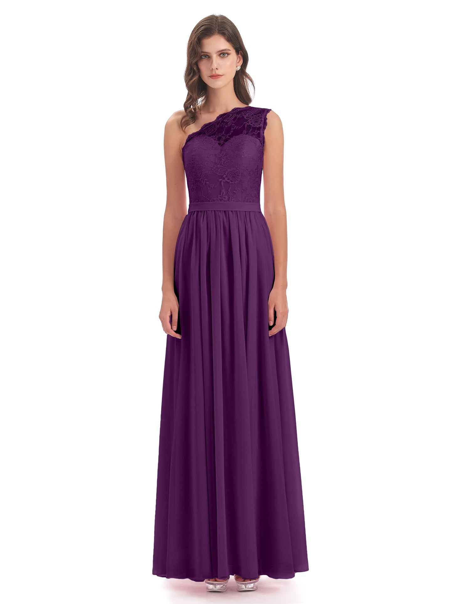 Scarlett One Shoulder Split Chiffon/Lace Bridesmaid Dresses