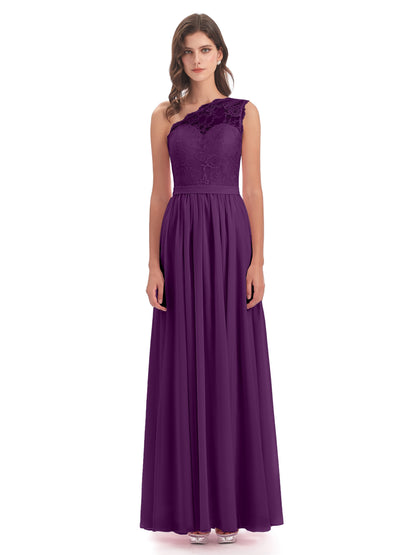 Scarlett One Shoulder Split Chiffon/Lace Bridesmaid Dresses