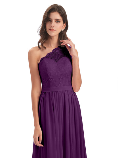 Scarlett One Shoulder Split Chiffon/Lace Bridesmaid Dresses