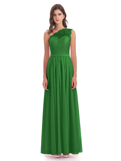 Scarlett One Shoulder Split Chiffon/Lace Bridesmaid Dresses