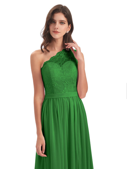 Scarlett One Shoulder Split Chiffon/Lace Bridesmaid Dresses