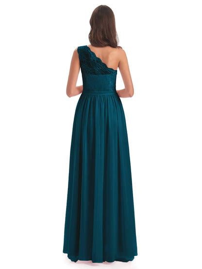 Scarlett One Shoulder Split Chiffon/Lace Bridesmaid Dresses