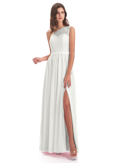 Scarlett One Shoulder Split Chiffon/Lace Bridesmaid Dresses