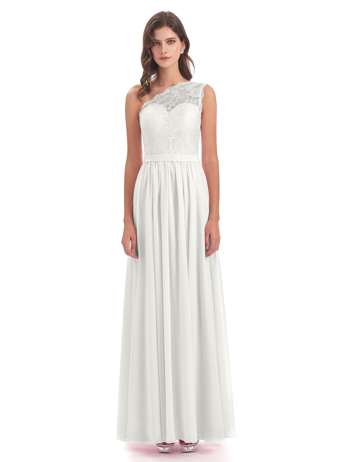 Scarlett One Shoulder Split Chiffon/Lace Bridesmaid Dresses