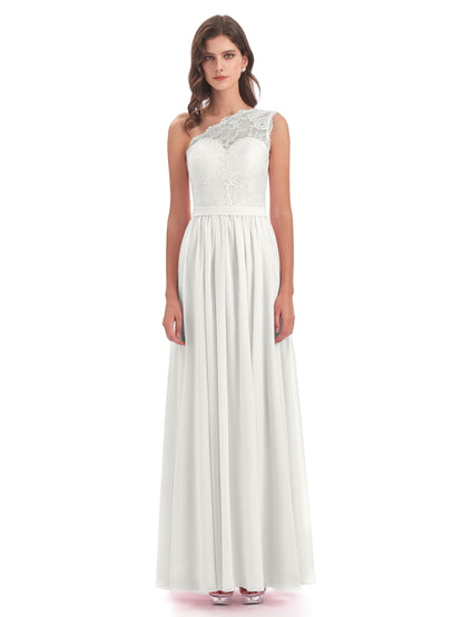Scarlett One Shoulder Split Chiffon/Lace Bridesmaid Dresses