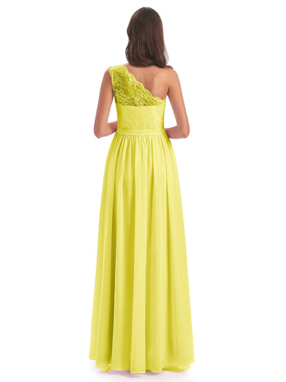 Scarlett One Shoulder Split Chiffon/Lace Bridesmaid Dresses
