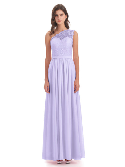 Scarlett One Shoulder Split Chiffon/Lace Bridesmaid Dresses