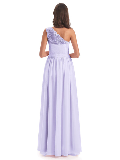 Scarlett One Shoulder Split Chiffon/Lace Bridesmaid Dresses