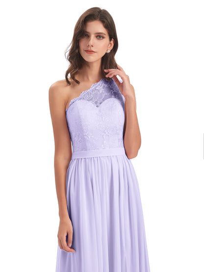 Scarlett One Shoulder Split Chiffon/Lace Bridesmaid Dresses