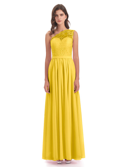 Scarlett One Shoulder Split Chiffon/Lace Bridesmaid Dresses