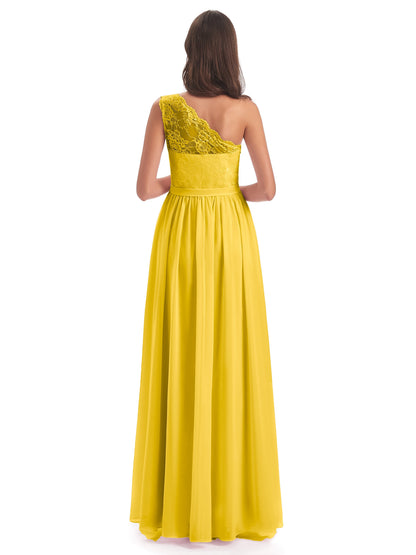 Scarlett One Shoulder Split Chiffon/Lace Bridesmaid Dresses