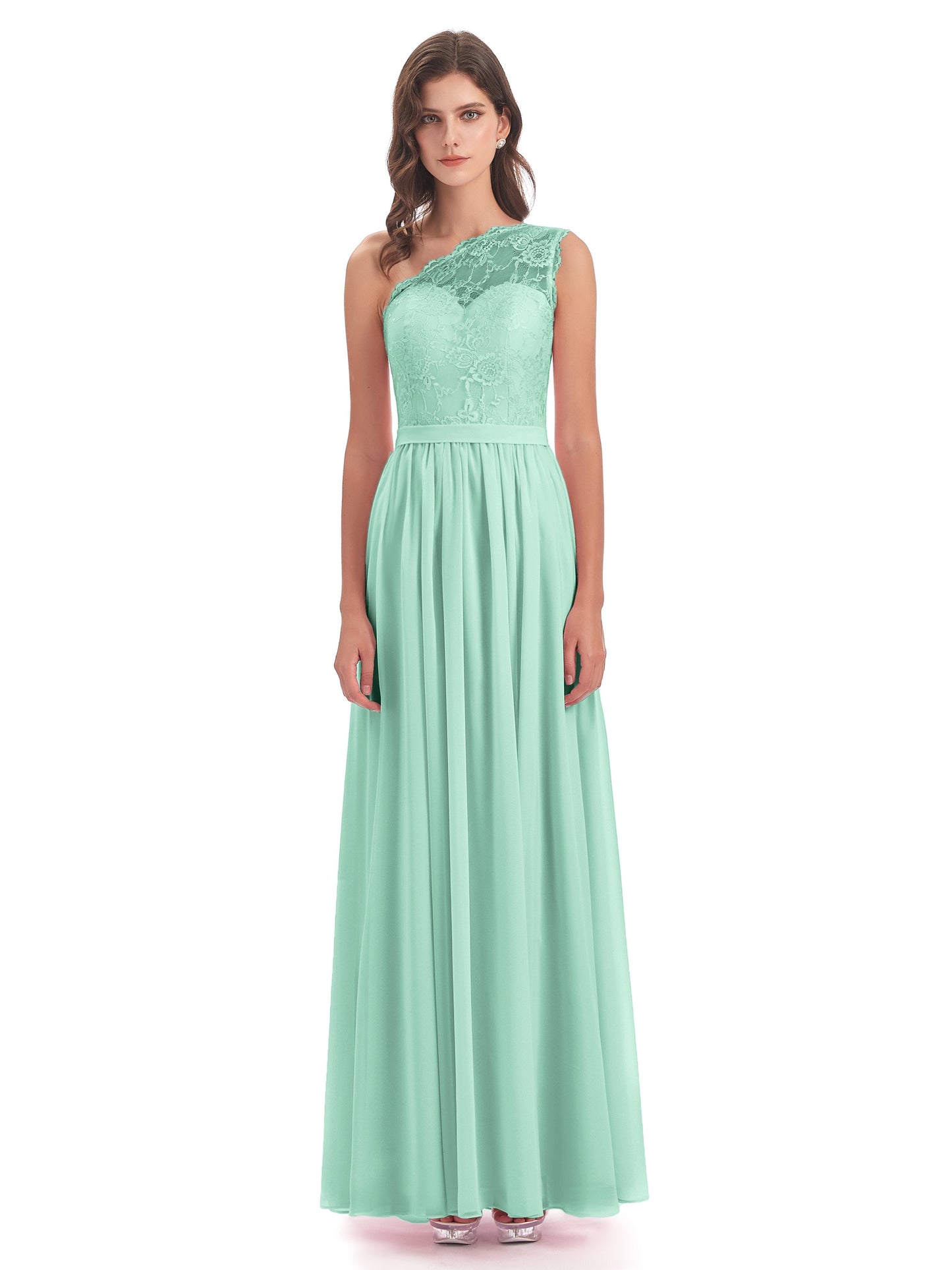 Scarlett One Shoulder Split Chiffon/Lace Bridesmaid Dresses