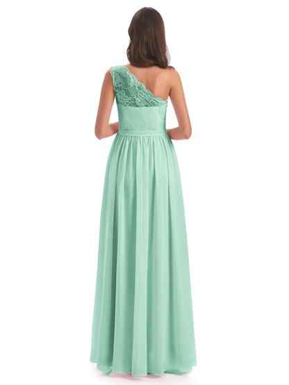 Scarlett One Shoulder Split Chiffon/Lace Bridesmaid Dresses