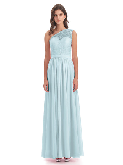 Scarlett One Shoulder Split Chiffon/Lace Bridesmaid Dresses