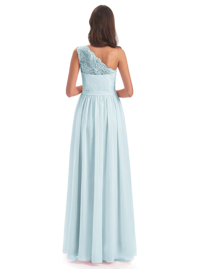Scarlett One Shoulder Split Chiffon/Lace Bridesmaid Dresses