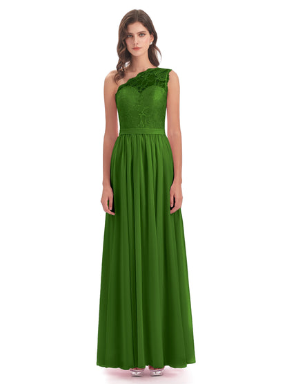 Scarlett One Shoulder Split Chiffon/Lace Bridesmaid Dresses