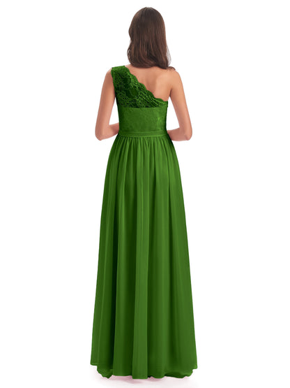 Scarlett One Shoulder Split Chiffon/Lace Bridesmaid Dresses