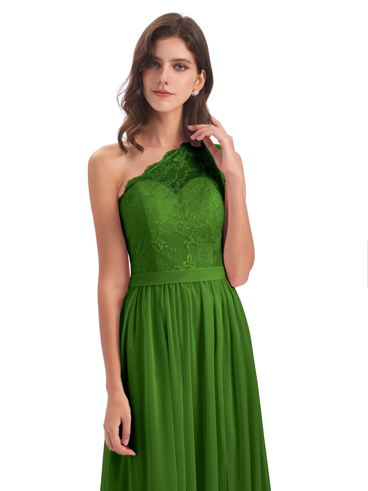 Scarlett One Shoulder Split Chiffon/Lace Bridesmaid Dresses