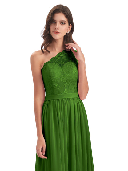 Scarlett One Shoulder Split Chiffon/Lace Bridesmaid Dresses