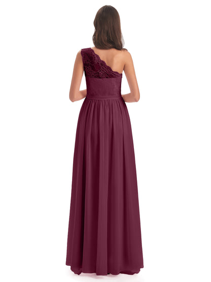 Scarlett One Shoulder Split Chiffon/Lace Bridesmaid Dresses