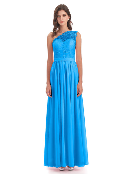 Scarlett One Shoulder Split Chiffon/Lace Bridesmaid Dresses